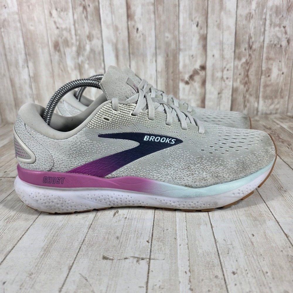 Brooks Ghost 15 Women's Running Shoes Light Grey Purple Aqua Size 11 Medium
